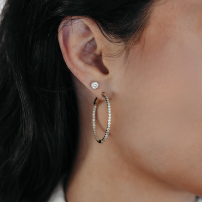 Round 1.25" Eternity 1.95CT Hoop Earrings