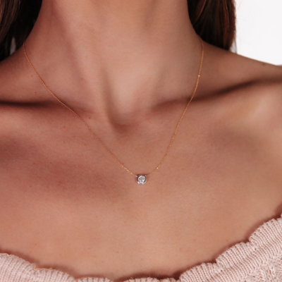 Bezel Set Round 0.30CT Diamond Necklace