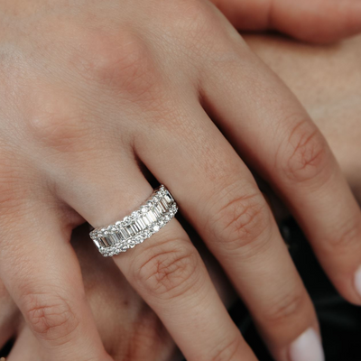 baguette and round diamond ring