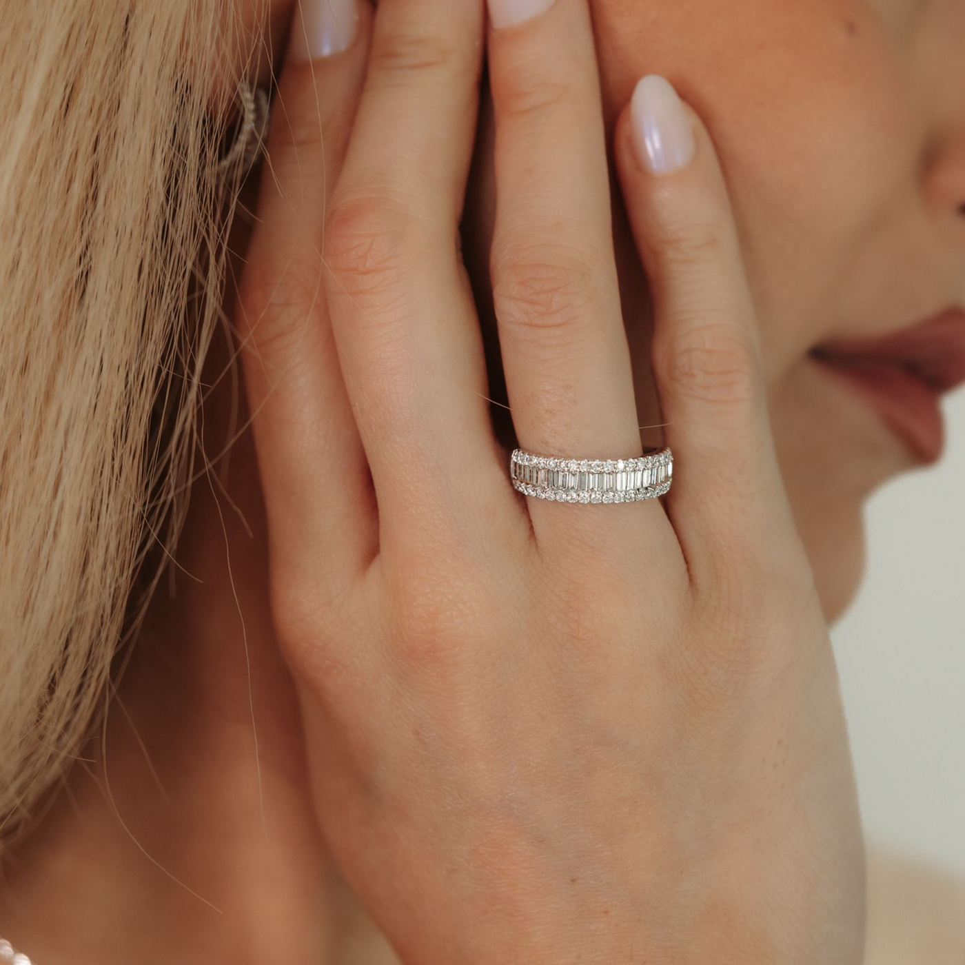 0.99CT Halfway Baguette & Round Diamond Ring