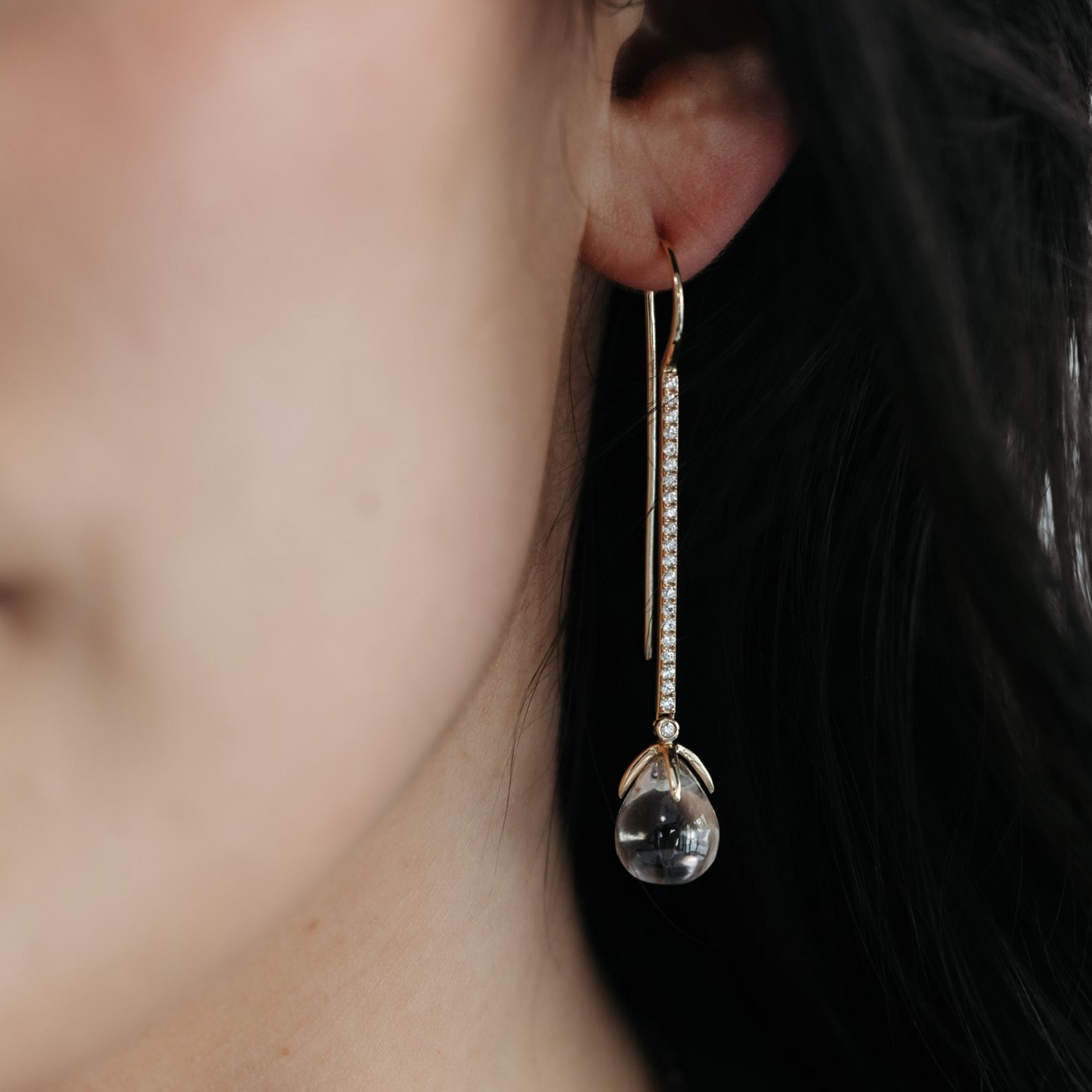 white topaz drop earrings