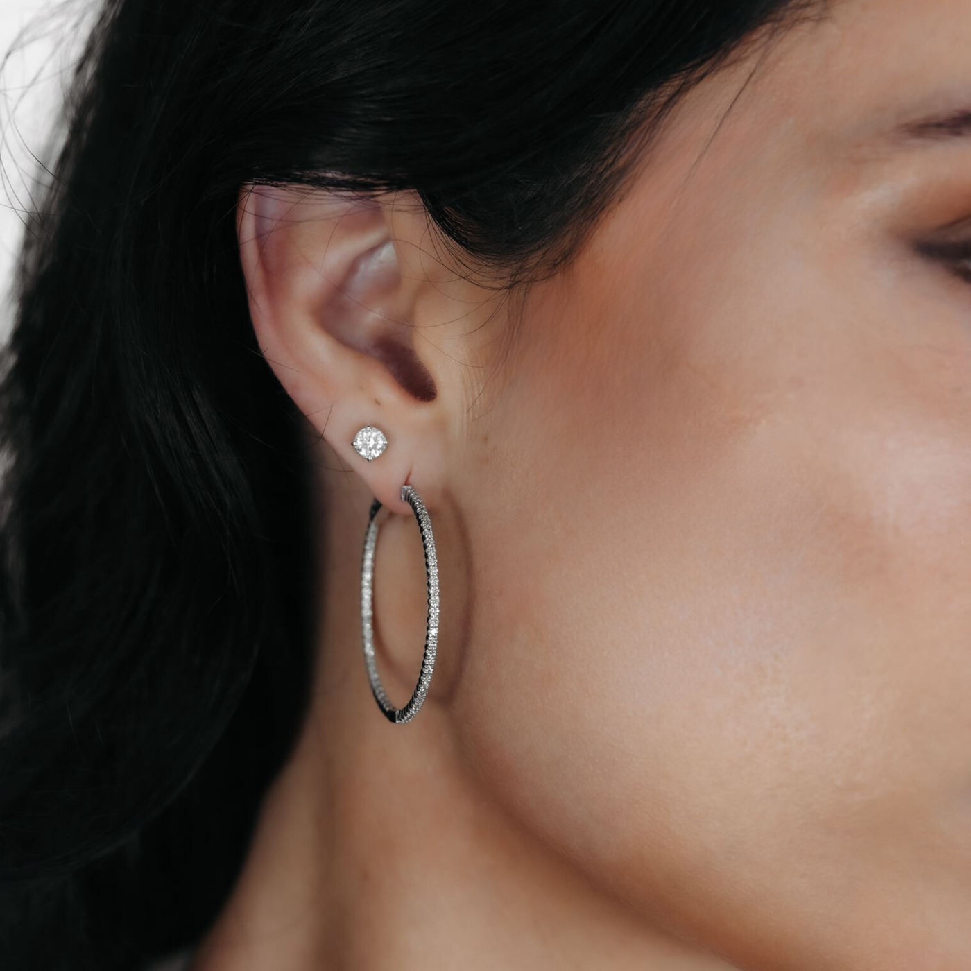 Round 1.5" Whisper Thin 1.15CT Hoop Earrings