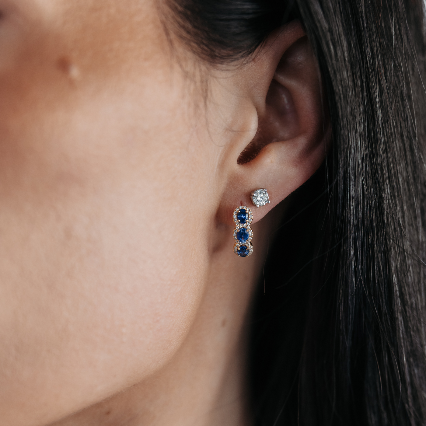 sapphire and diamond halo earrings