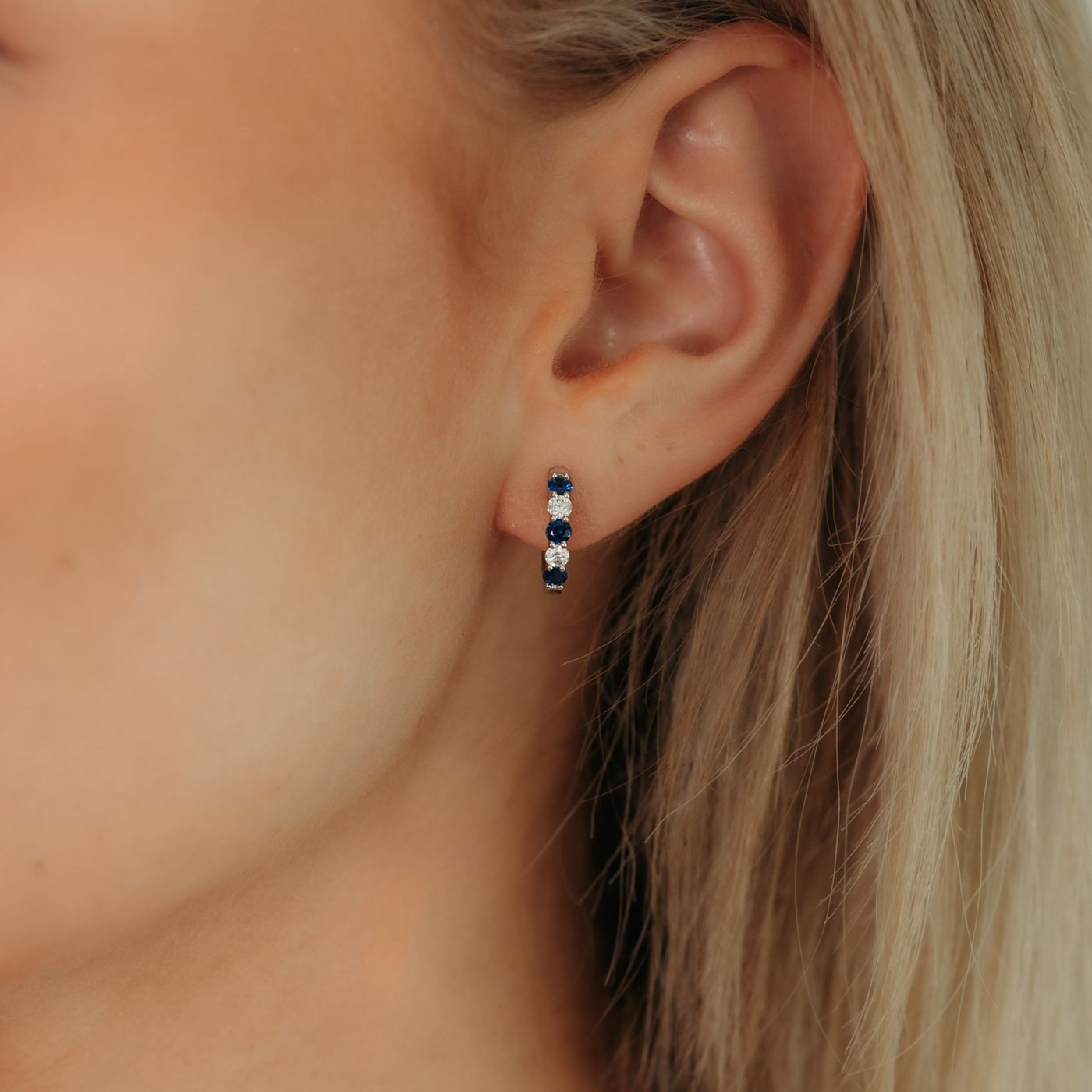 0.70CT Sapphire & Diamond Huggie Earrings