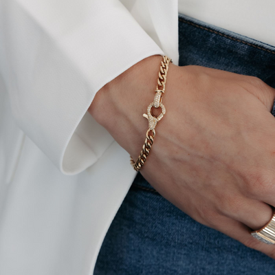 5mm Havana Link Diamond Clasp Bracelet