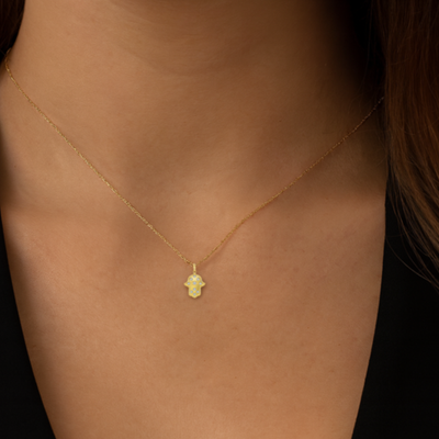 Small Diamond Sand Blasted Hamsa Pendant