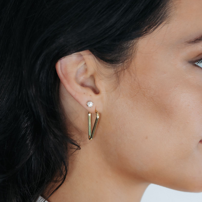 1" Rounded Triangular Hoop Earrings