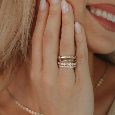 Channel & Prong 4 Row Diamond Ring