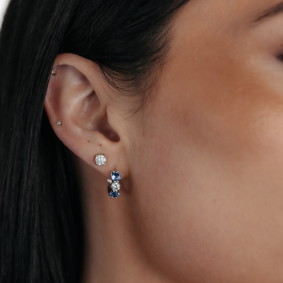 Sapphire & Diamond Mini Huggie Earrings