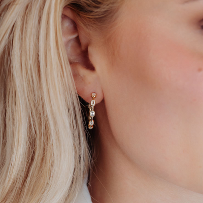 Bezel Set EC 1.25CT 1" Hoop Earrings
