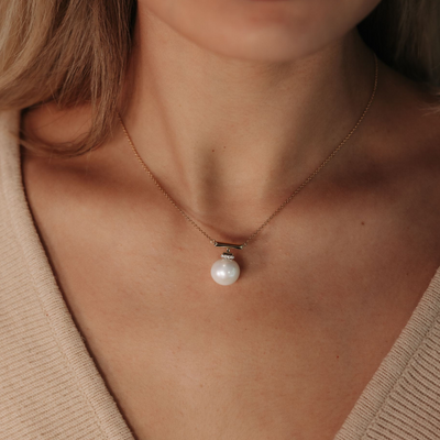 12MM Pearl Diamond Bar Necklace