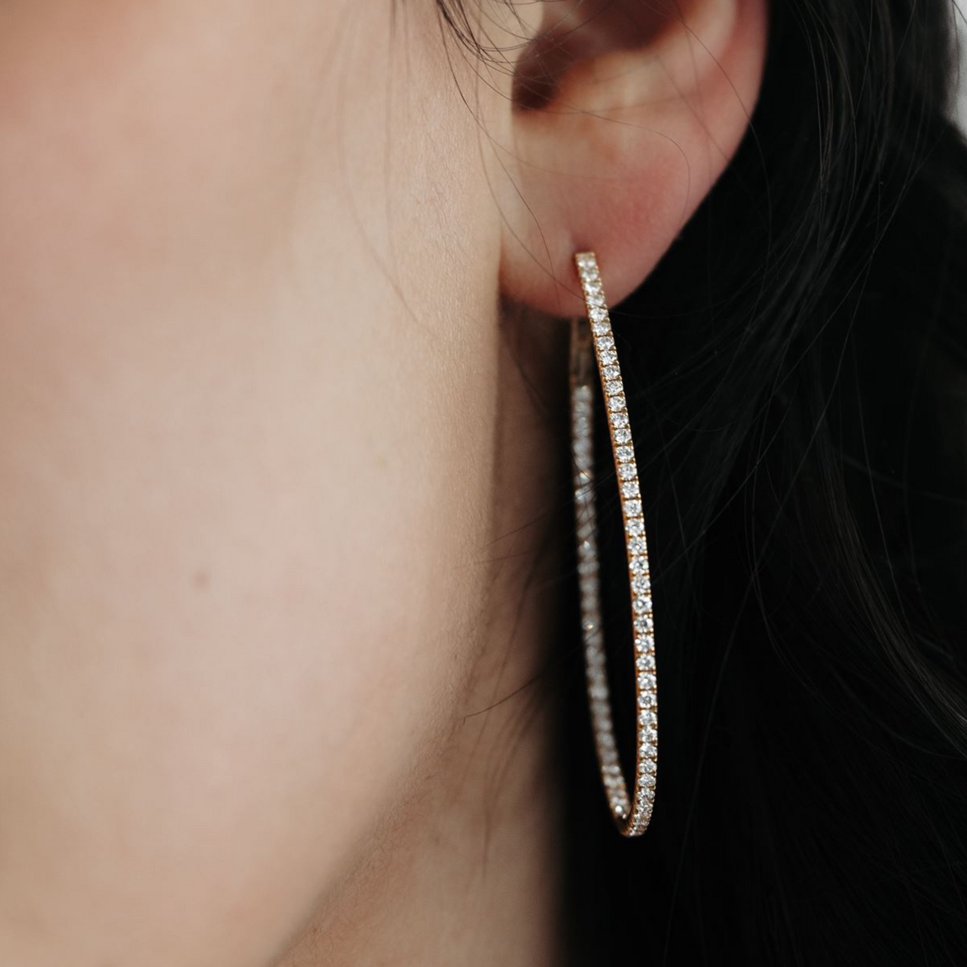 inside out diamond hoop earrings