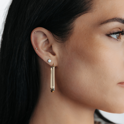 gold u link earrings