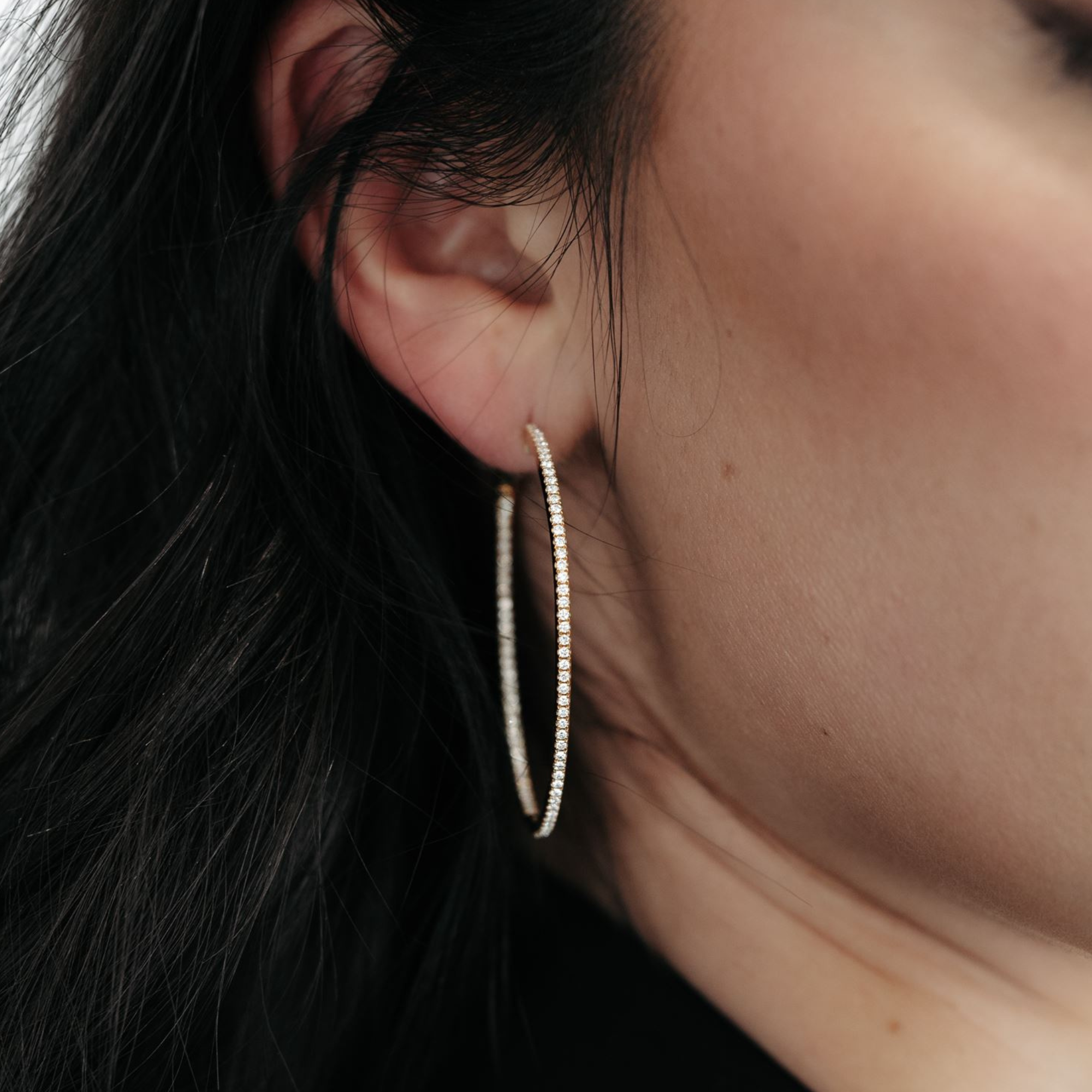 inside out diamond hoop earrings