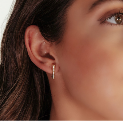 Diamond Slider Huggie Earrings
