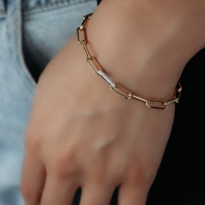 diamond paperclip link bracelet