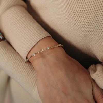 Bead It Collection 3 Diamond Flex Bangle Bracelet