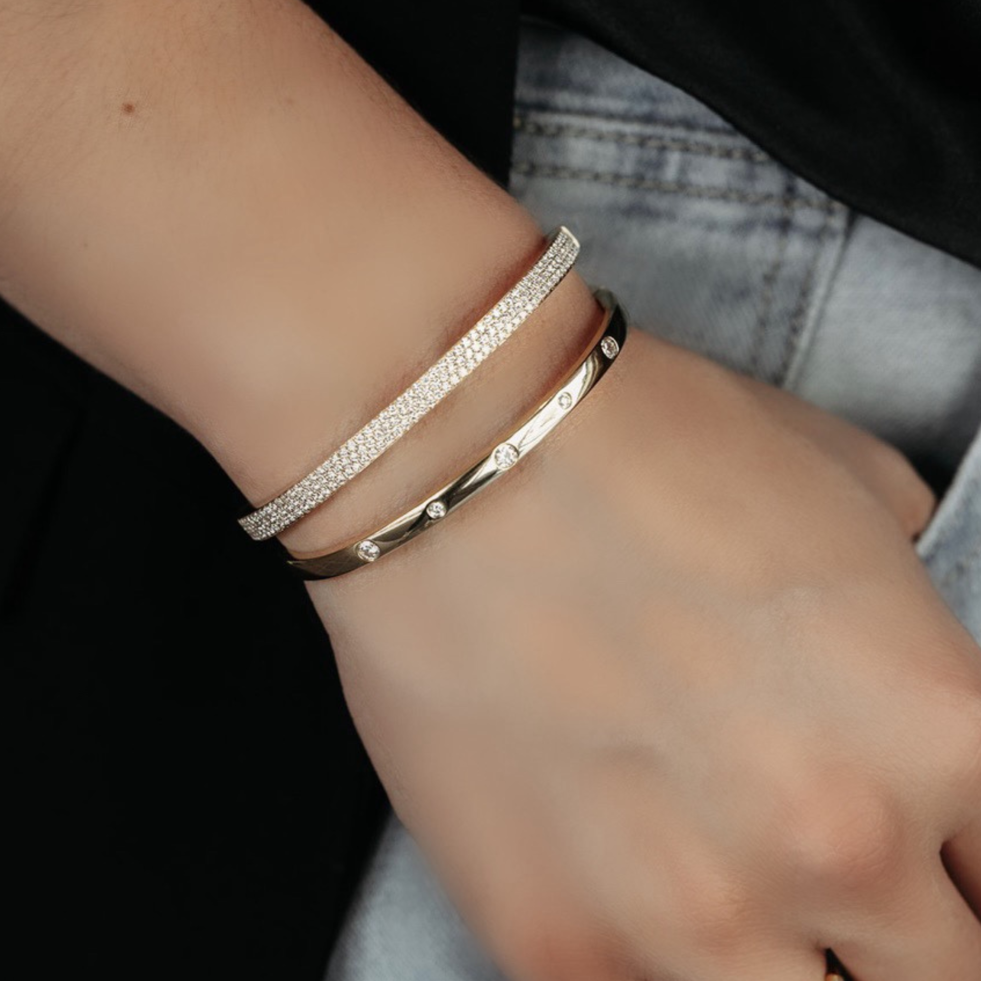 diamond and gold bangle bracelet