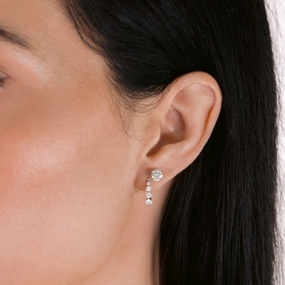 Graduated 0.50CT Diamond Pinpoint Huggie Earrings