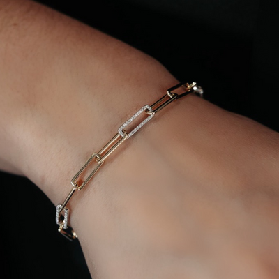 diamond paperclip chain bracelet