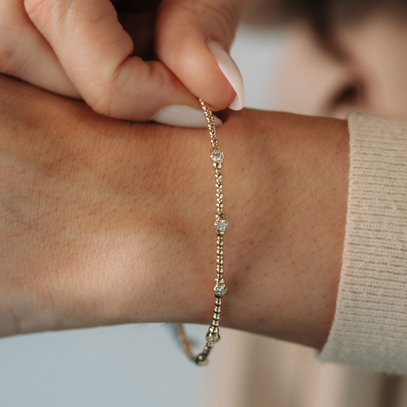 Bead It Collection 5 Diamond Flex Bangle Bracelet