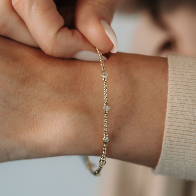 Bead It Collection 5 Diamond Flex Bangle Bracelet
