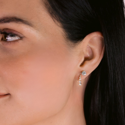 Graduated 0.50CT Diamond Pinpoint Huggie Earrings