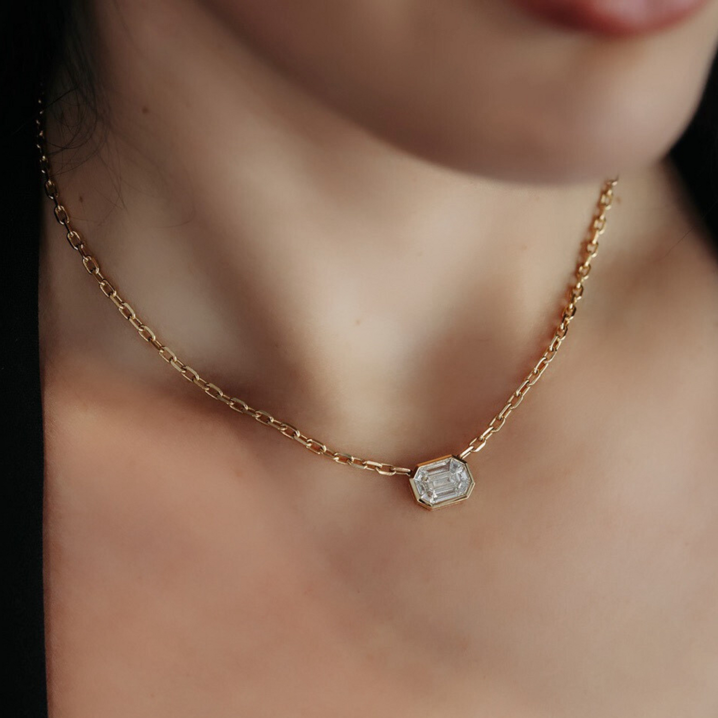bezel set diamond solitaire necklace