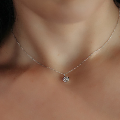 bezel set diamond solitaire necklace