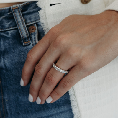 3/4 Emerald Cut & Round 2.20CT Diamond Ring