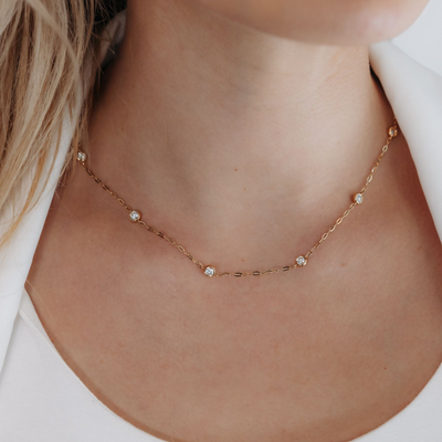 Paper Clip 1.10CT 8 Diamonds By The Yard Necklace