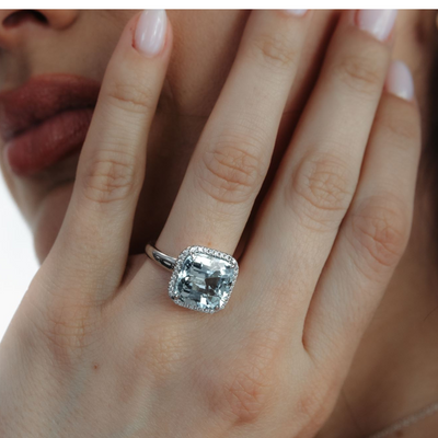 aquamarine and diamond cocktail ring