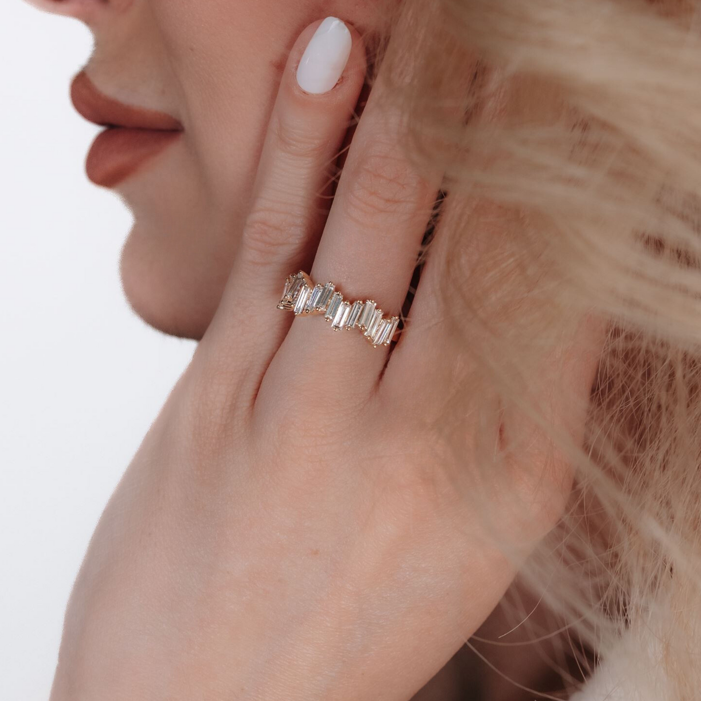 1/2 Way Zig Zag Baguette Diamond Ring