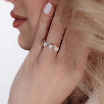 1/2 Way Zig Zag Baguette Diamond Ring