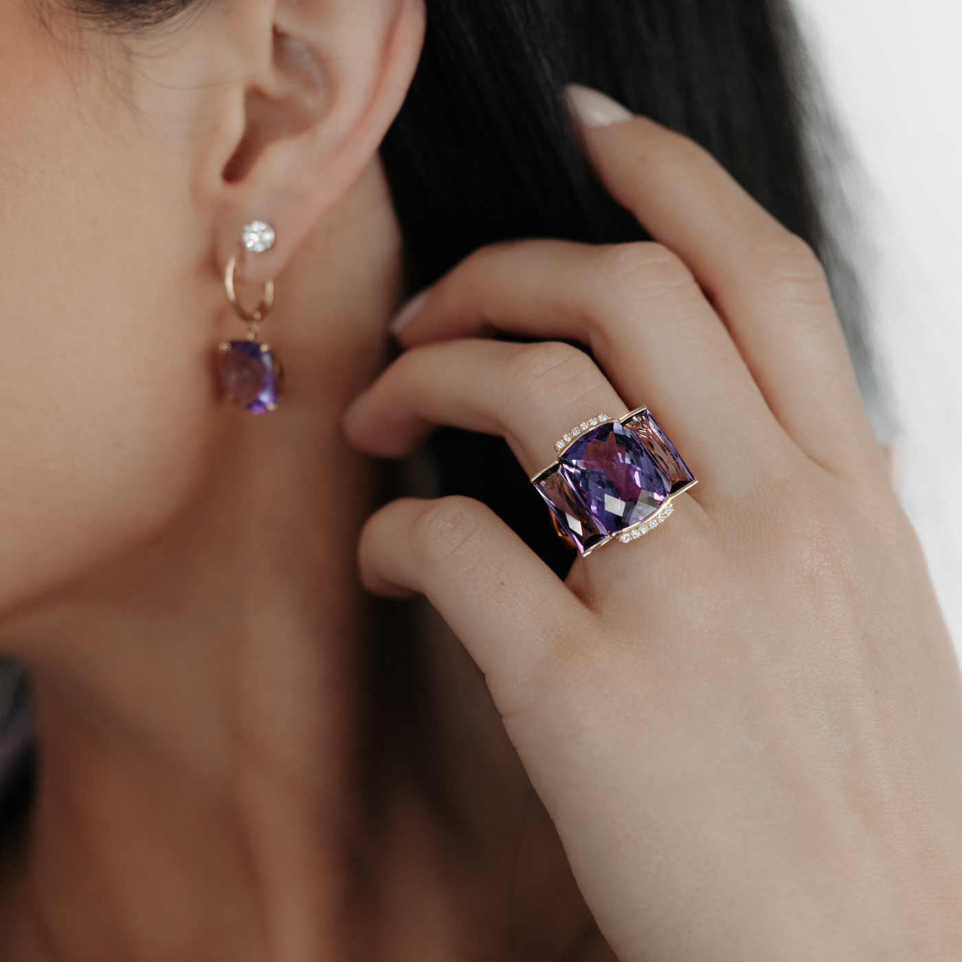 Amethyst Briolette Collection Ring