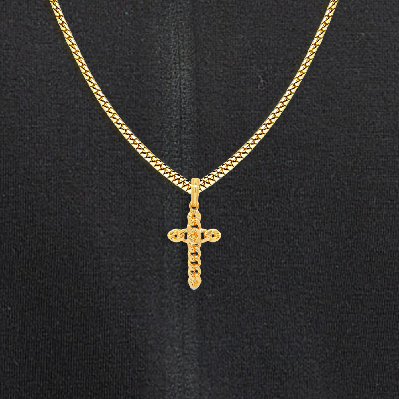 cuban link chain cross necklace
