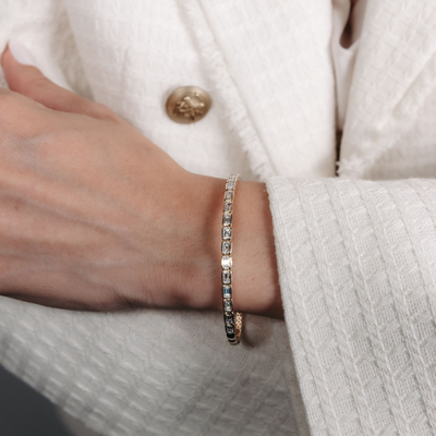 1/2 Way Emerald Cut Flex Bangle Bracelet