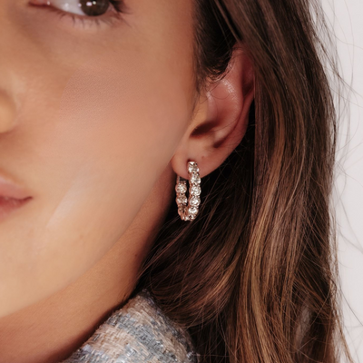 Oval 1" Eternity 4.30CT Hoop Earrings