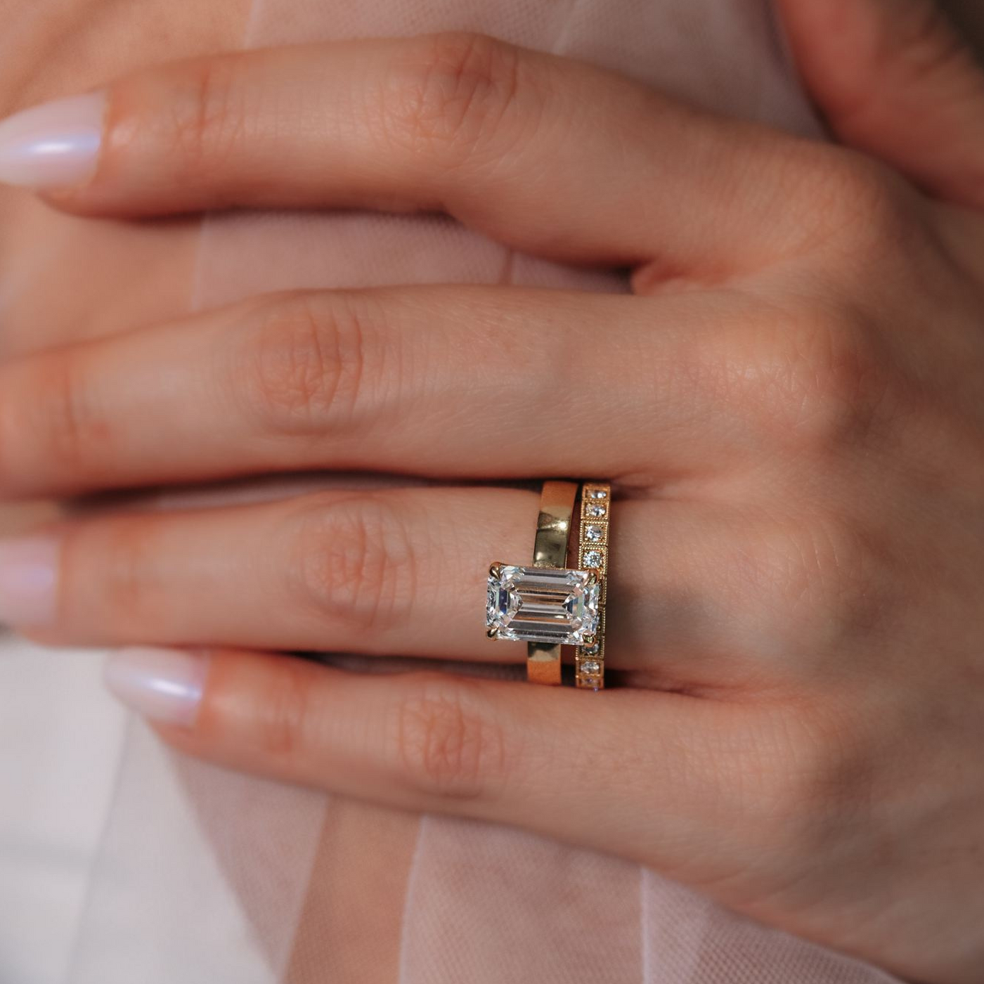 Antique Milgrain 3/4 Diamond Band Ring