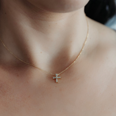 baguette diamond cross necklace