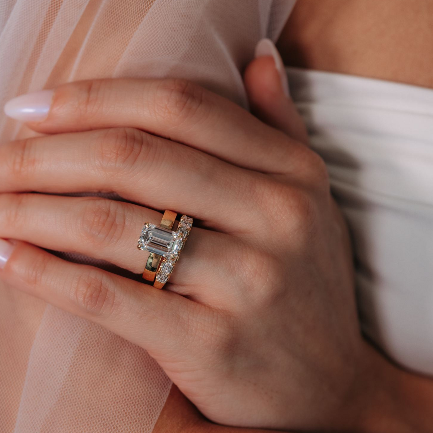 1.30CT Emerald Cut East West Diamond Ring