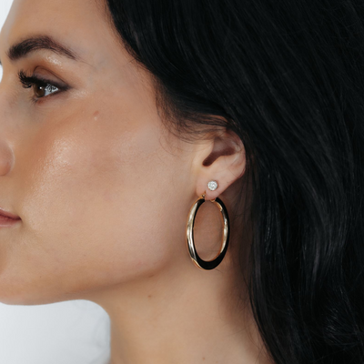 2.7mm Graduated 1.5" Flat to Round Hoop Earrings