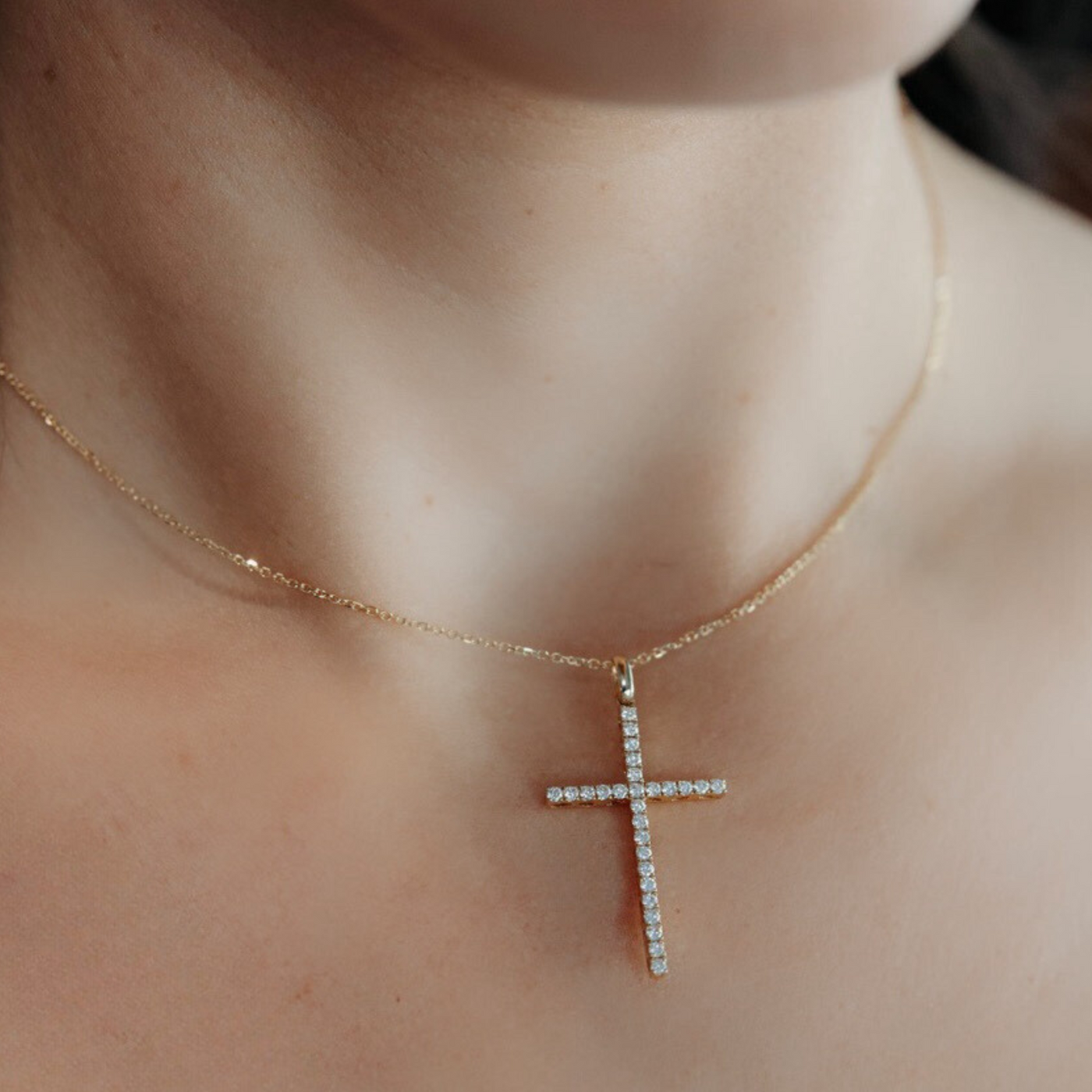 large diamond cross necklace