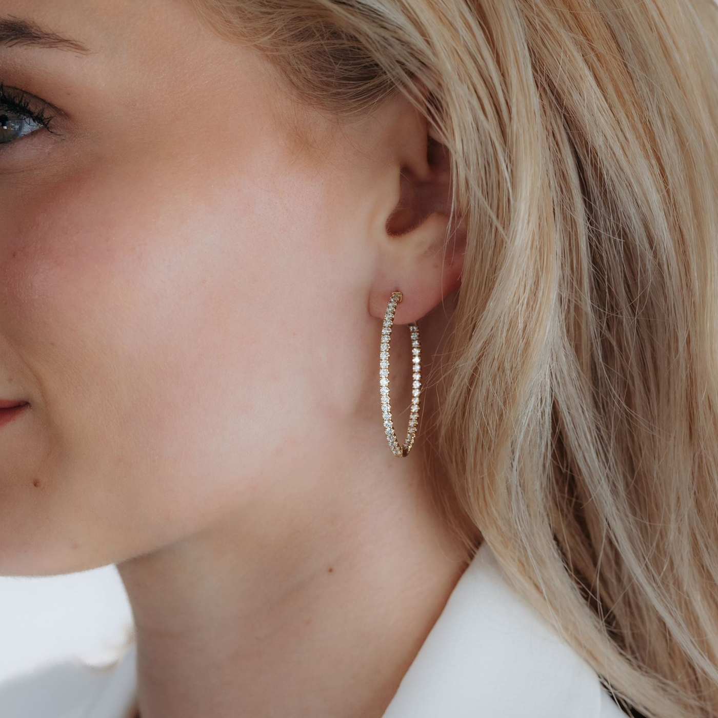 Oval 1.5" Eternity 1.95CT Hoop Earrings