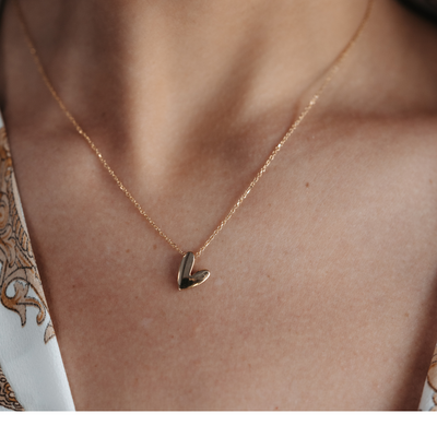 gold modern heart necklace