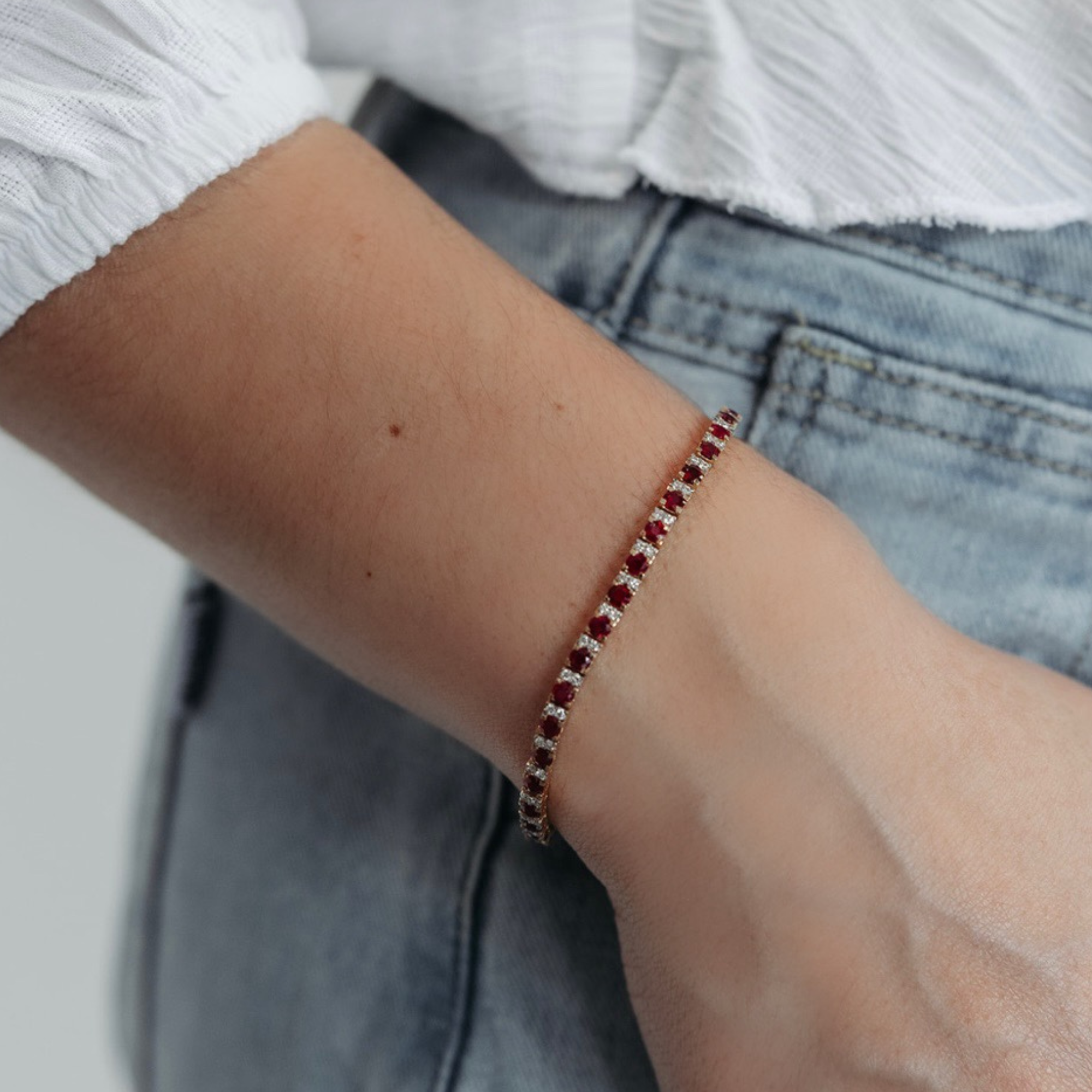 ruby and diamond tennis bracelet