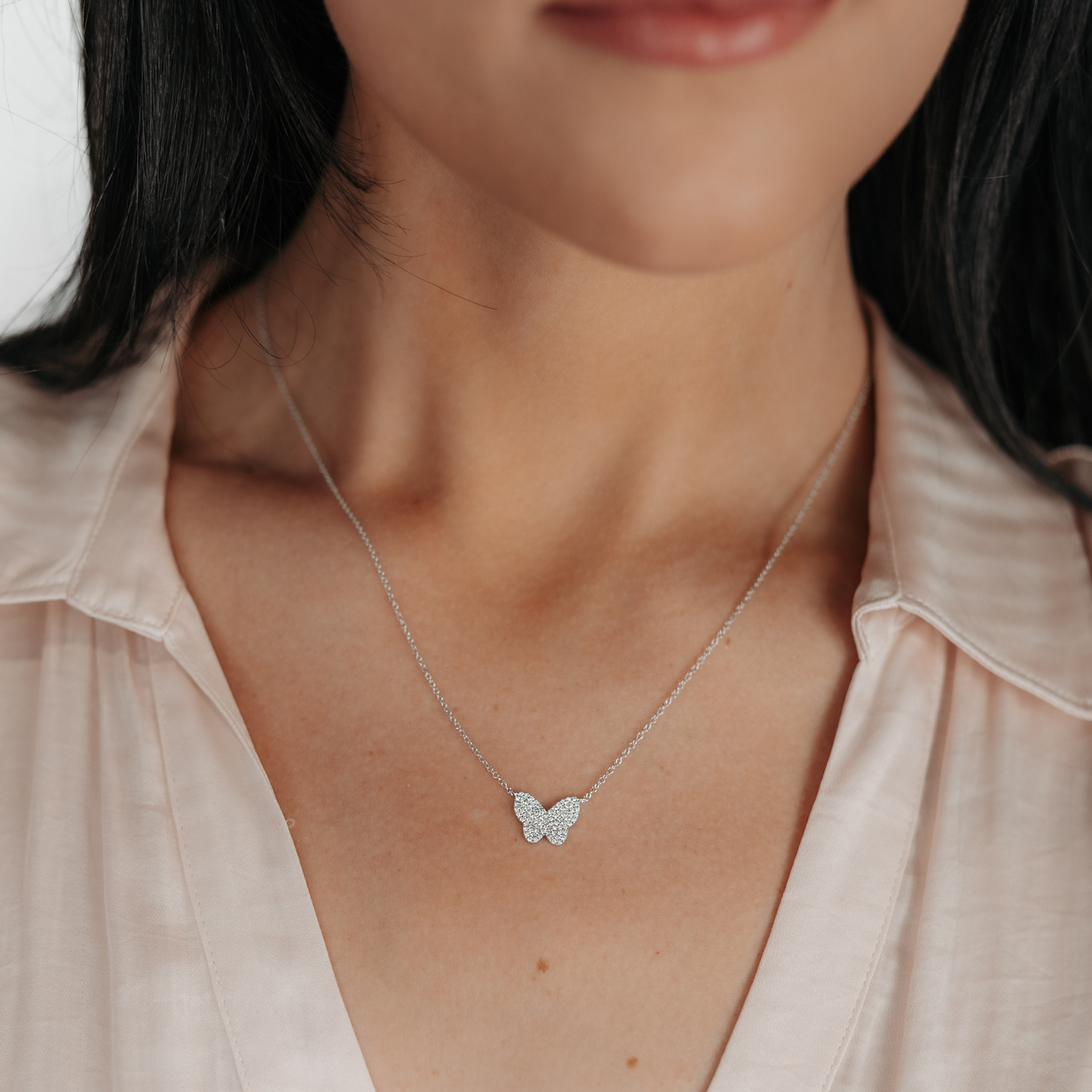 pave diamond butterfly necklace