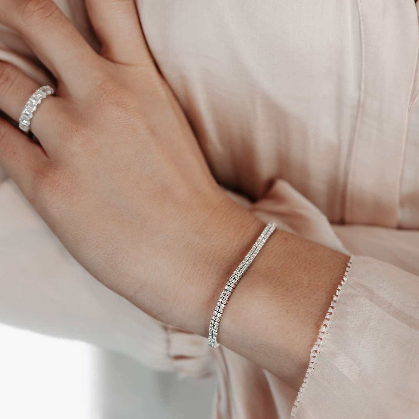 two row diamond tennis bracelet