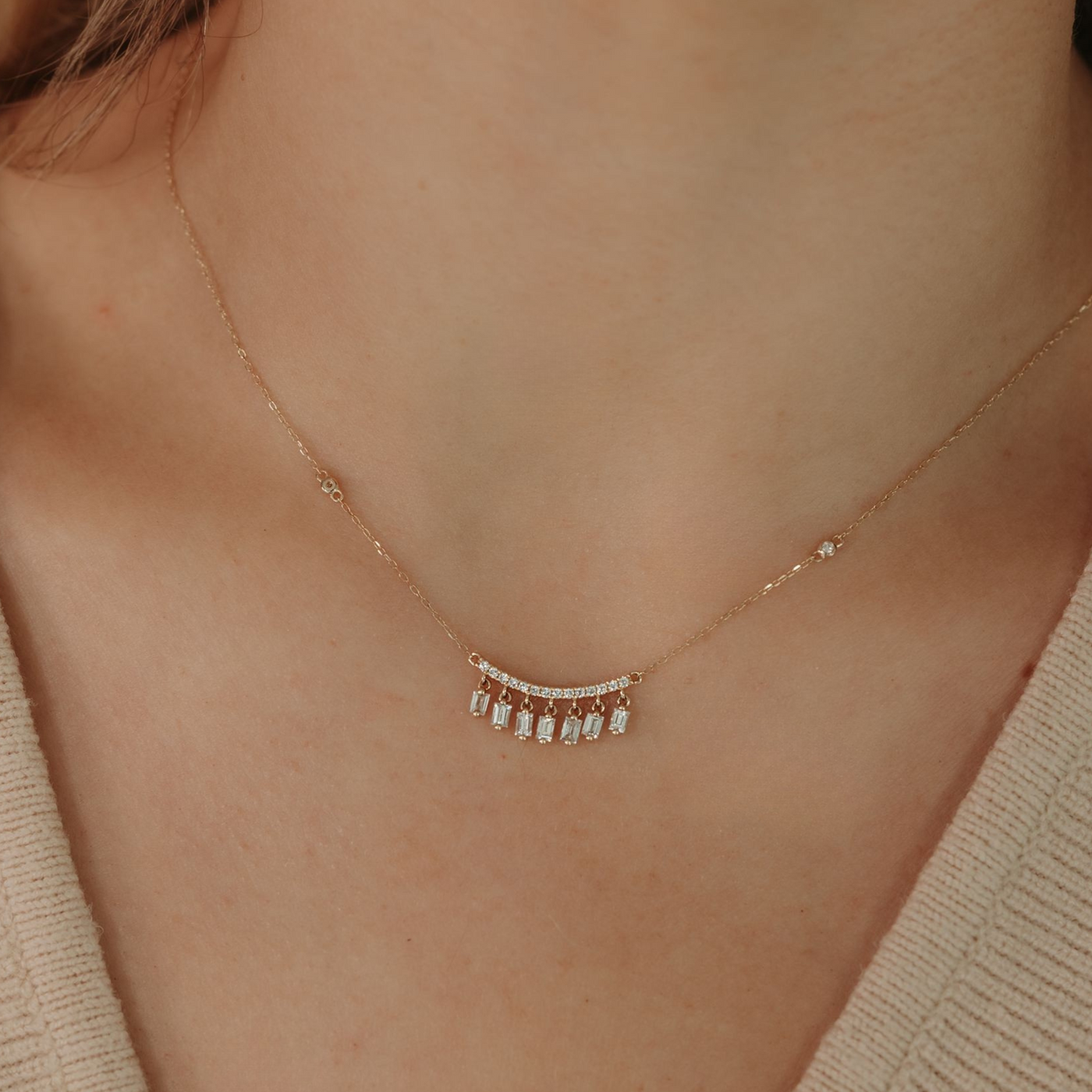 0.57CT Diamond Fringe Necklace