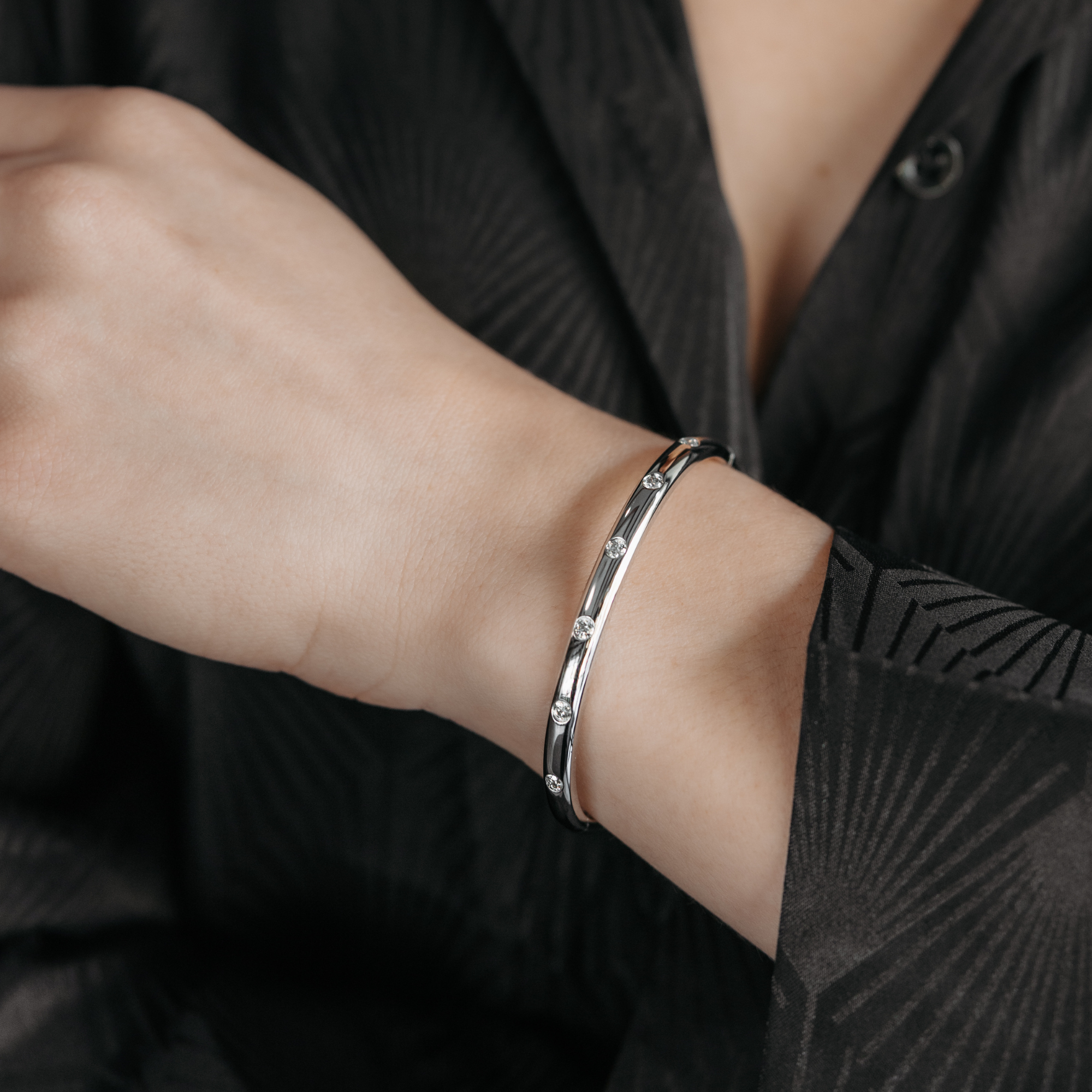 burnished diamond bangle bracelet